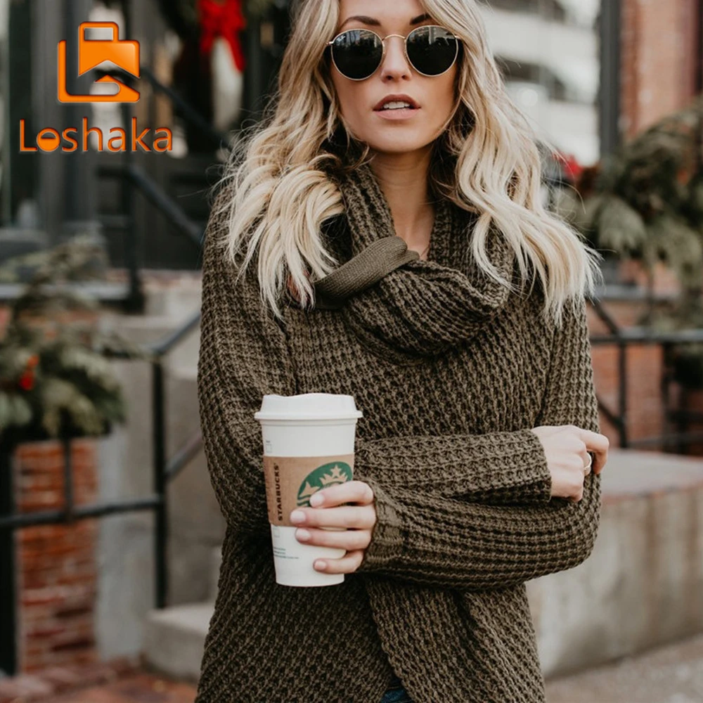 LOSHAKS Fashion Autumn Winter Warm Sweater Long-Sleeve Elastic Female Pullover Turtleneck Knitted Sweaters Tops | Женская одежда