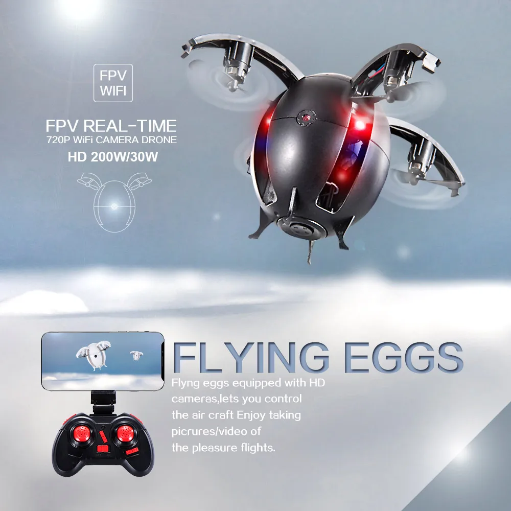 Складной Летающий яйцо Дрон 2 4 г селфи RC Квадрокоптер с 0.3MP камерой Wifi FPV высота