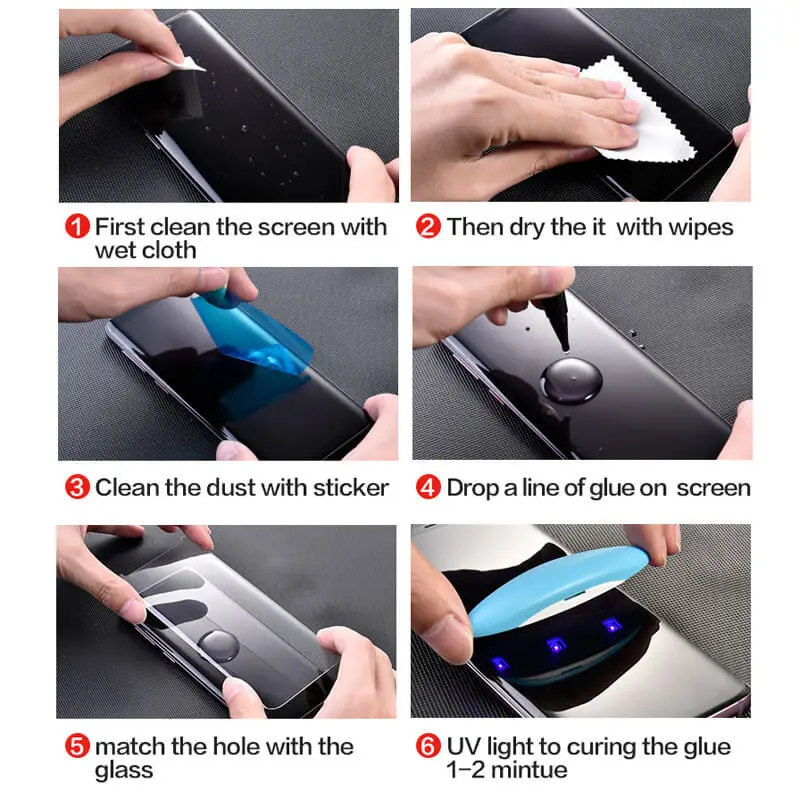 2 шт Защитная пленка для экрана samsung Galaxy S10 plus S10E S9 S8 S7 S6 Edge полностью клеящееся УФ