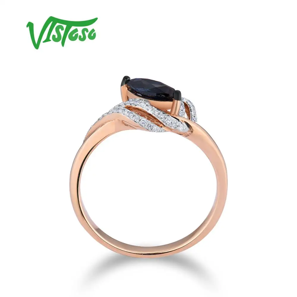 VISTOSO золотые кольца для женщин Подлинная 14 K 585 розовое золото кольцо сверкающие