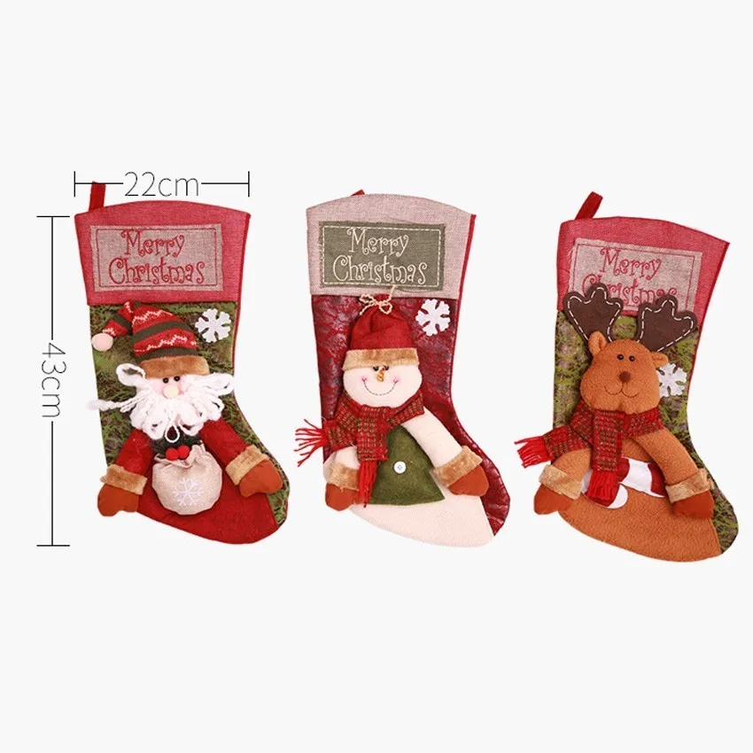 

Qianxiaozhen Cloth Christmas Stockings Indoor Xmas Tree Decors Candy Gift Storage Sock Christmas Ornaments Christmas Tree