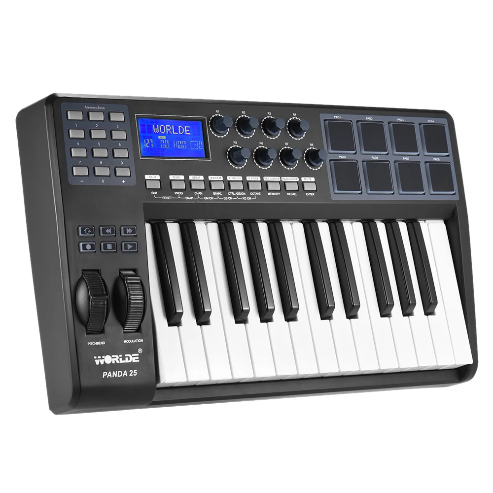 На выбор PANDA25 компактный 25-ключ USB MIDI контроллер клавиатуры 8 зеленого и синего