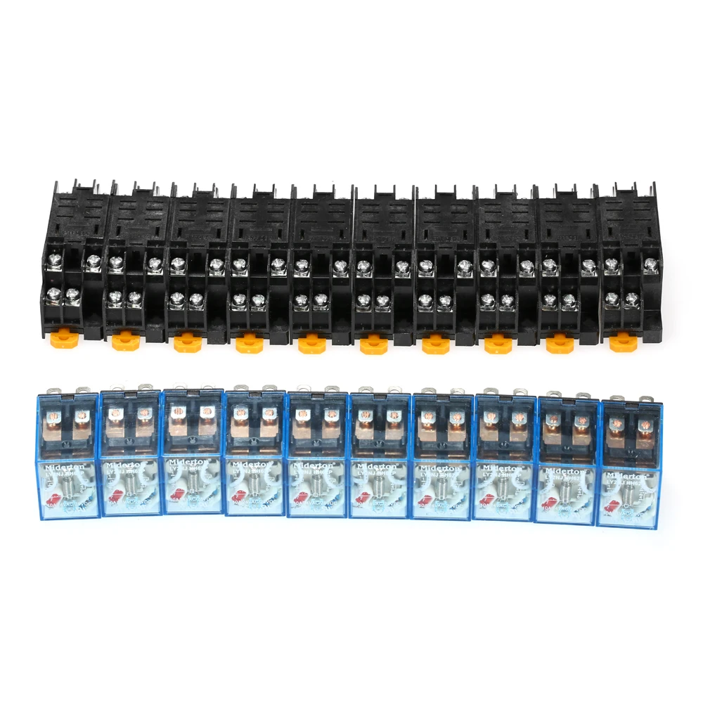 10 шт. AC220V катушки Мощность реле набор LY2NJ 8 Pin 10A триггерный релейный модуль с