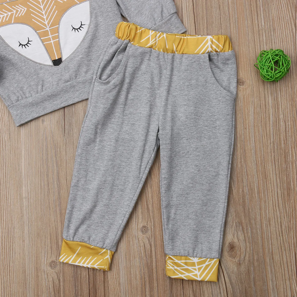 Autumn Winter Baby Clothes Set 2pcs Newborn Infant Boy Girl Long Sleeve Hooded Fox T Shirt Tops Pants Kids | Детская одежда и