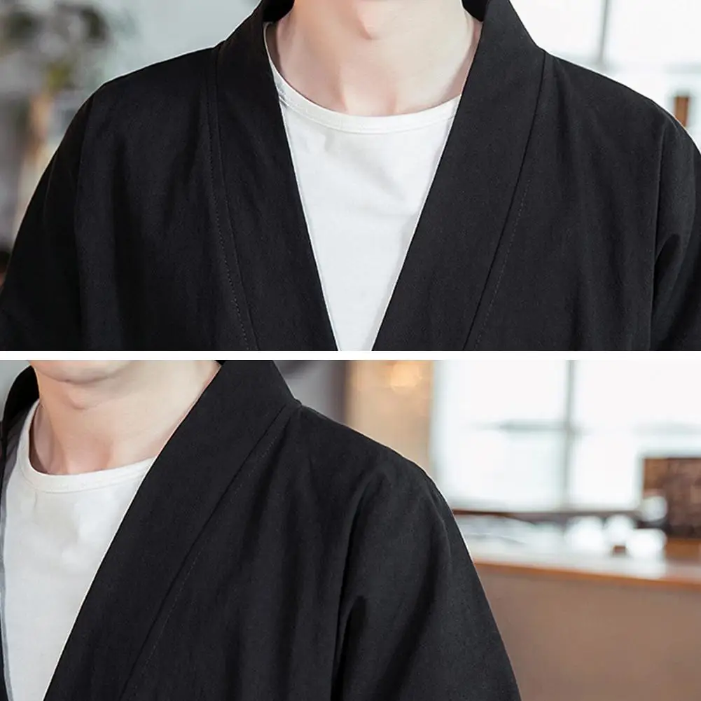 

MISSKY Lovers Men Jacket Three Quarter Sleeve Fashion Retro Embroidery Coat Vintage Kimono Cardigan Male Tops For Spring Summer