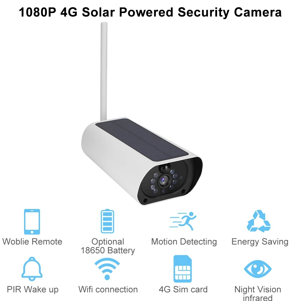 4G солнечная 1080P IP камера наружная Водонепроницаемая CCTV ночного видения на