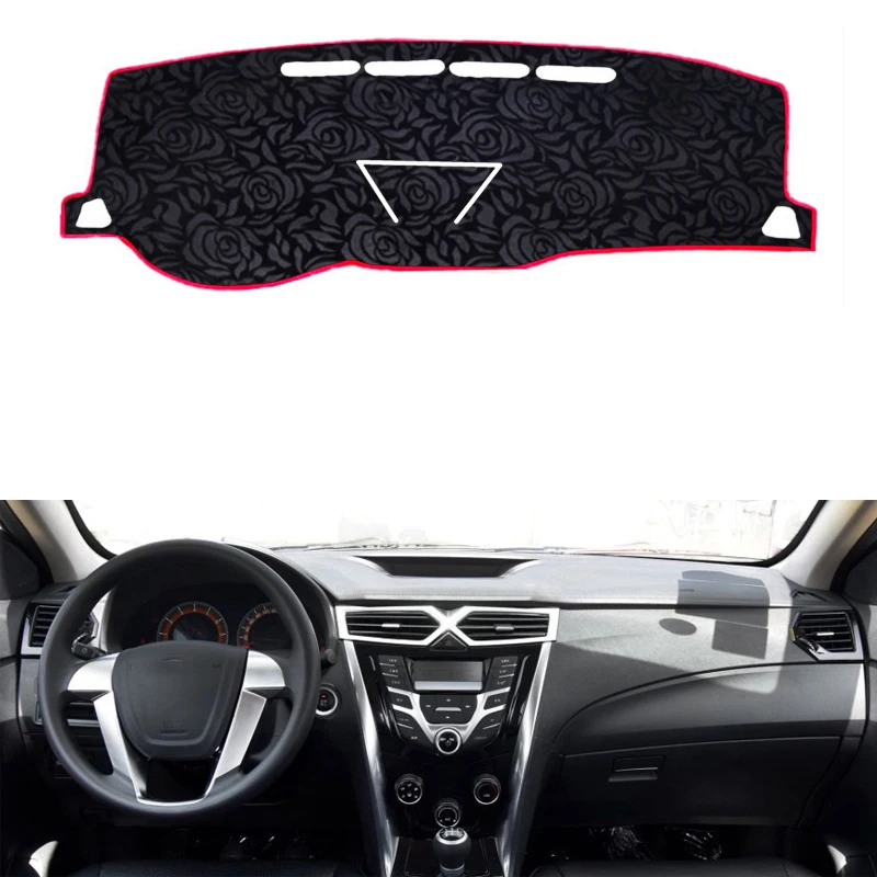 Нескользящий автомобильный коврик для приборной панели с розовым рисунком
