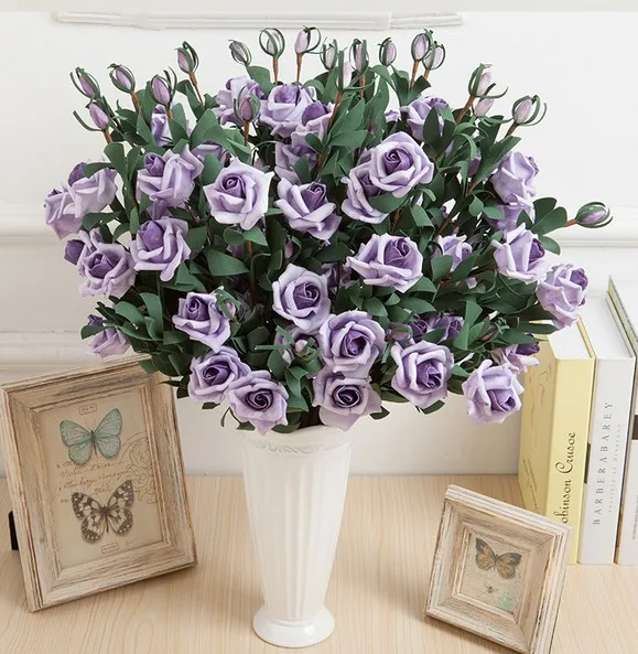 4 heads 3Buds BouquePretty Charming Wedding Decoration Mini Rose Artificial Silk Flower Bride Bridal Home wedding decoration | Дом и сад