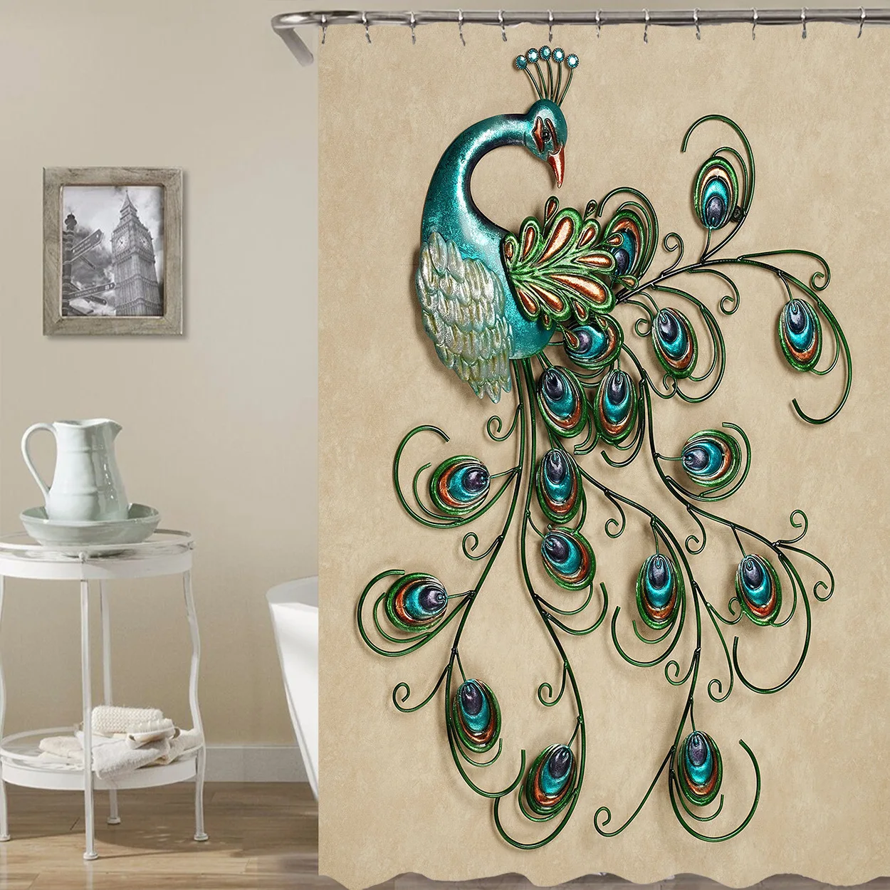 Waterproof Shower Curtain Personality 3d Number Printing Peacocks Peacock Series High Clear Defence Water Bath | Дом и сад