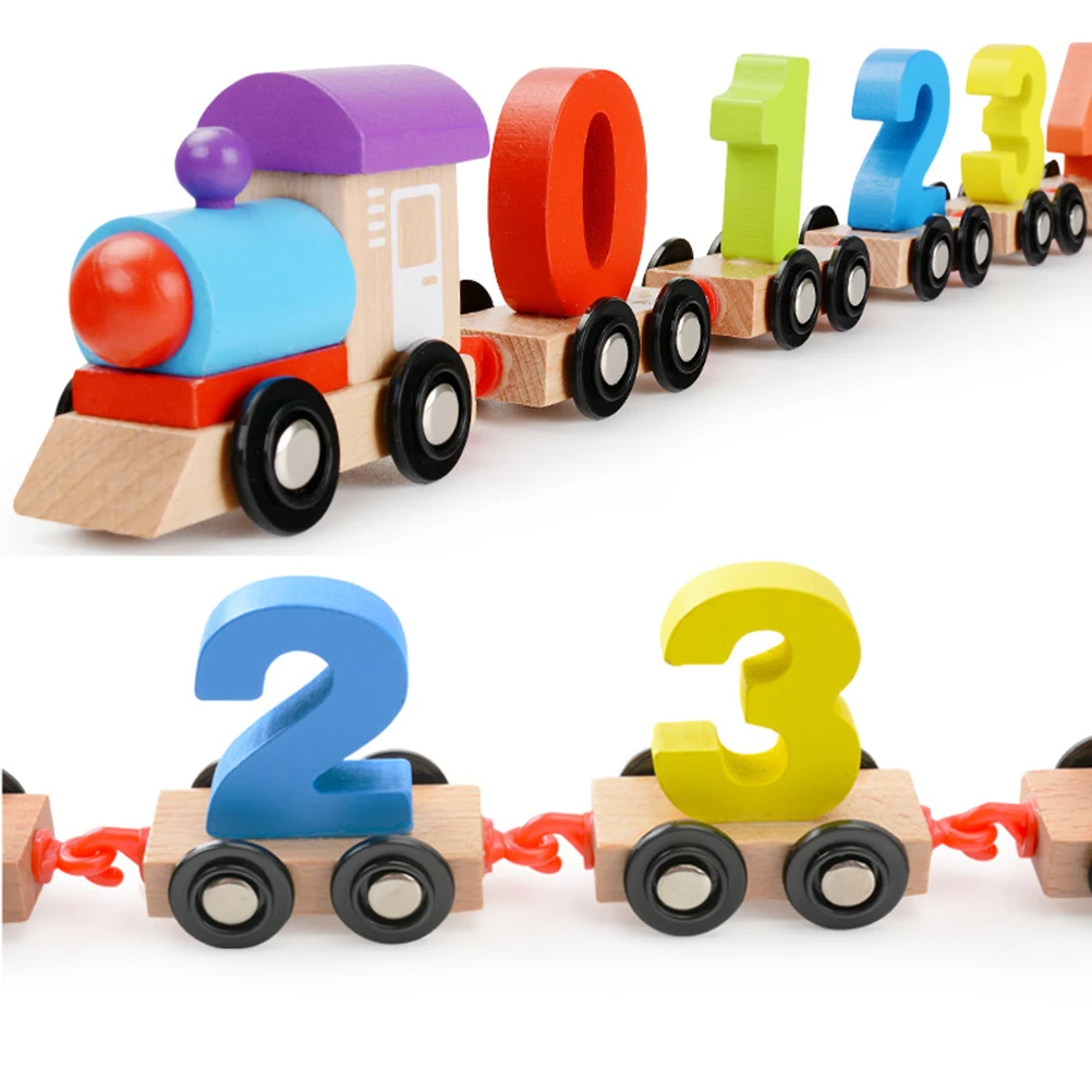 Деревянный поезд с цифрами, Дошкольная игрушка Монтессори, Ранние обучающие игрушки для детей, малышей, подарки на день рождения, Прямая пос...