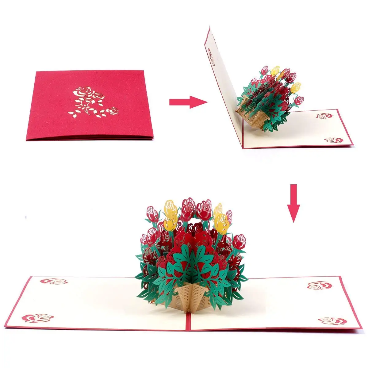 Цветочные всплывающие открытки подарки на день рождения для мамы 3D