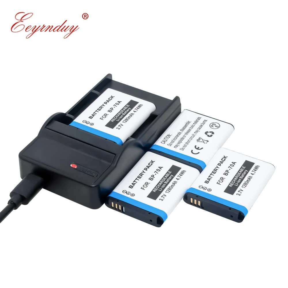 Зарядное устройство USB и сменный аккумулятор 4 шт. EA BP70A подходят для камер SAMSUNG AQ100