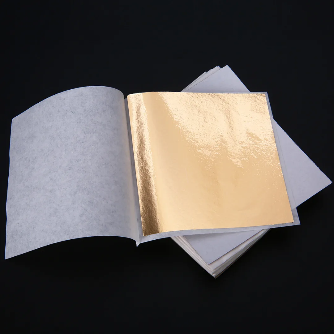 

100 Sheets DIY Gold Foil Leaf Sheets Gilding Handicrafts Paper Decoration 90*90mm Gold Silver for Gilding DIY Craft Decoration