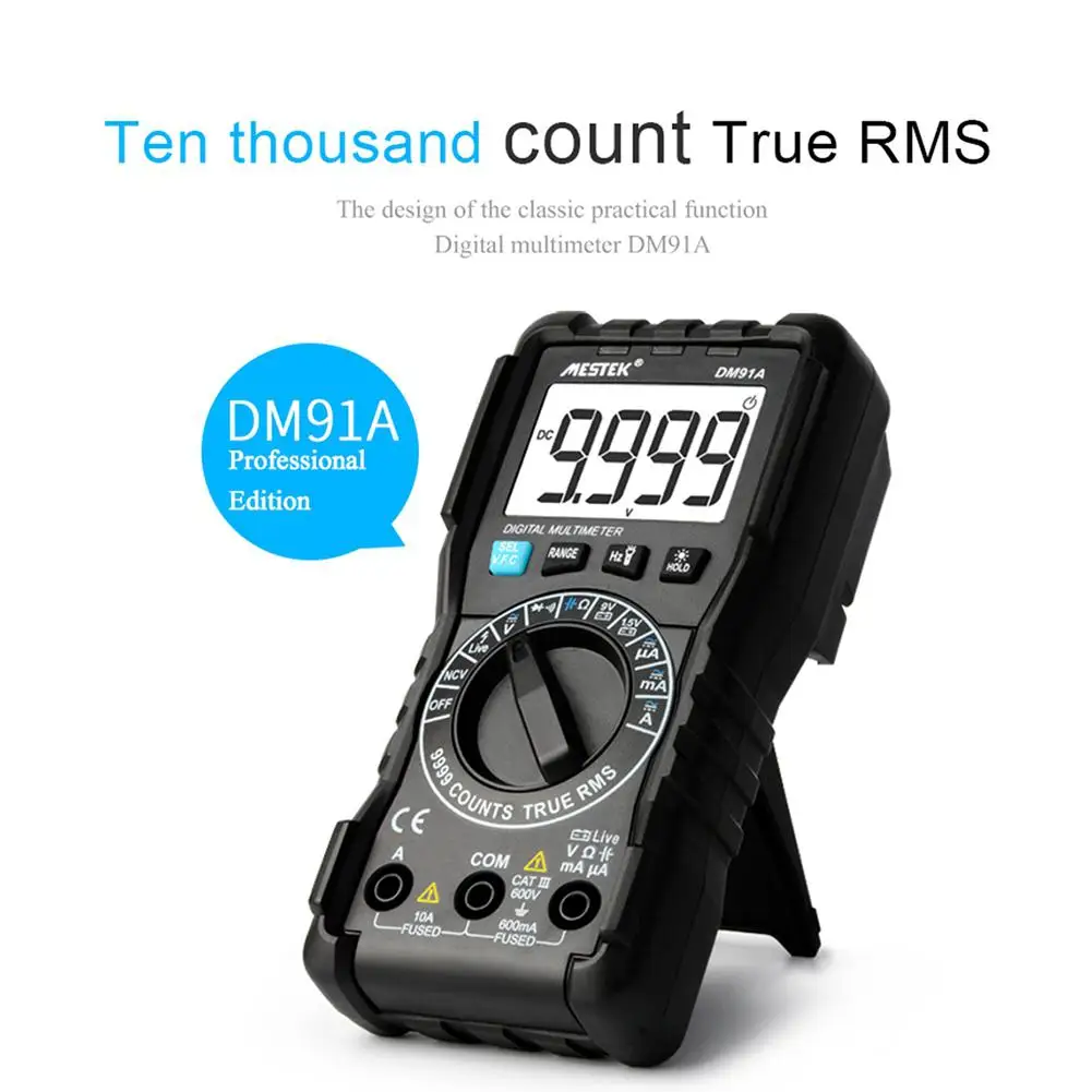 Adeeing DM91A Мини цифровой мультиметр 9999 отсчетов автоматический тестер диапазона