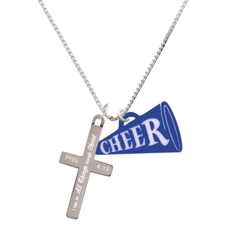 Акрил 1 25 &quotКоролевский синий Cheer с рупором я могу сделать все вещи крест