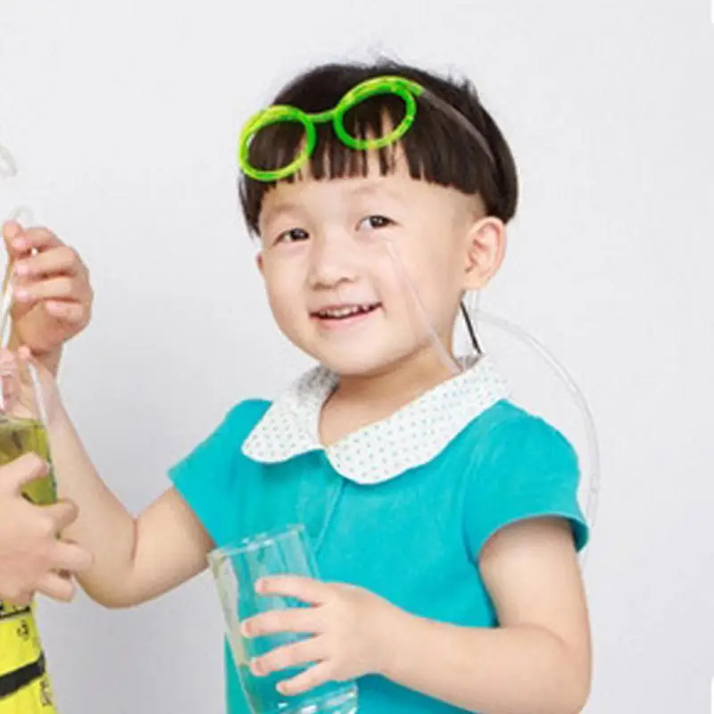 Fun Soft Plastic Straw Glasses Flexible drinking straws Tube tools Kids party Bar supplies accessories for baby Birthday Party | Дом и сад