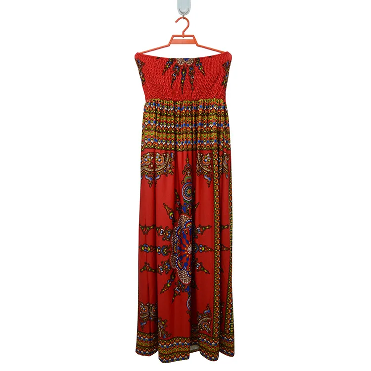 Женское летнее длинное платье с V-образным вырезом без бретелек | Женская одежда