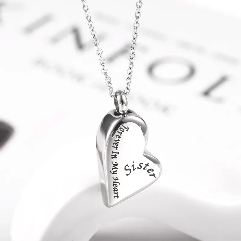 Ожерелье с наполнителем RIR Sister Forever In My сердечко Кремация Jewelry памятный сувенир