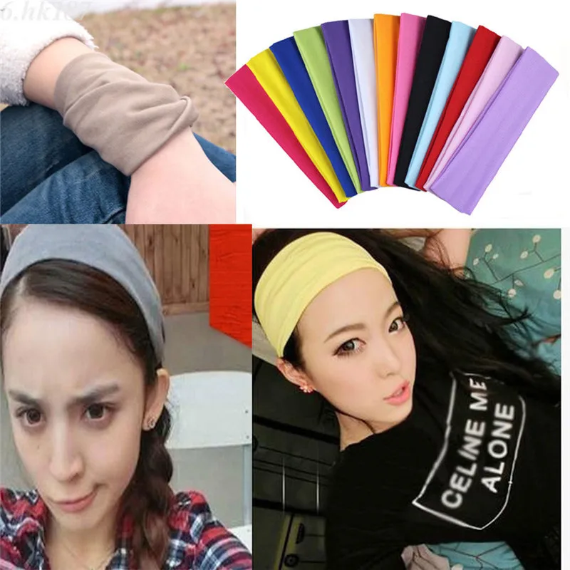 Yoga Hair Bands Sport Elastic Headbands Sports Exercise Accessory Dance Biker Wide Headband Stretch Ribbon Cotton Hairband | Спорт и