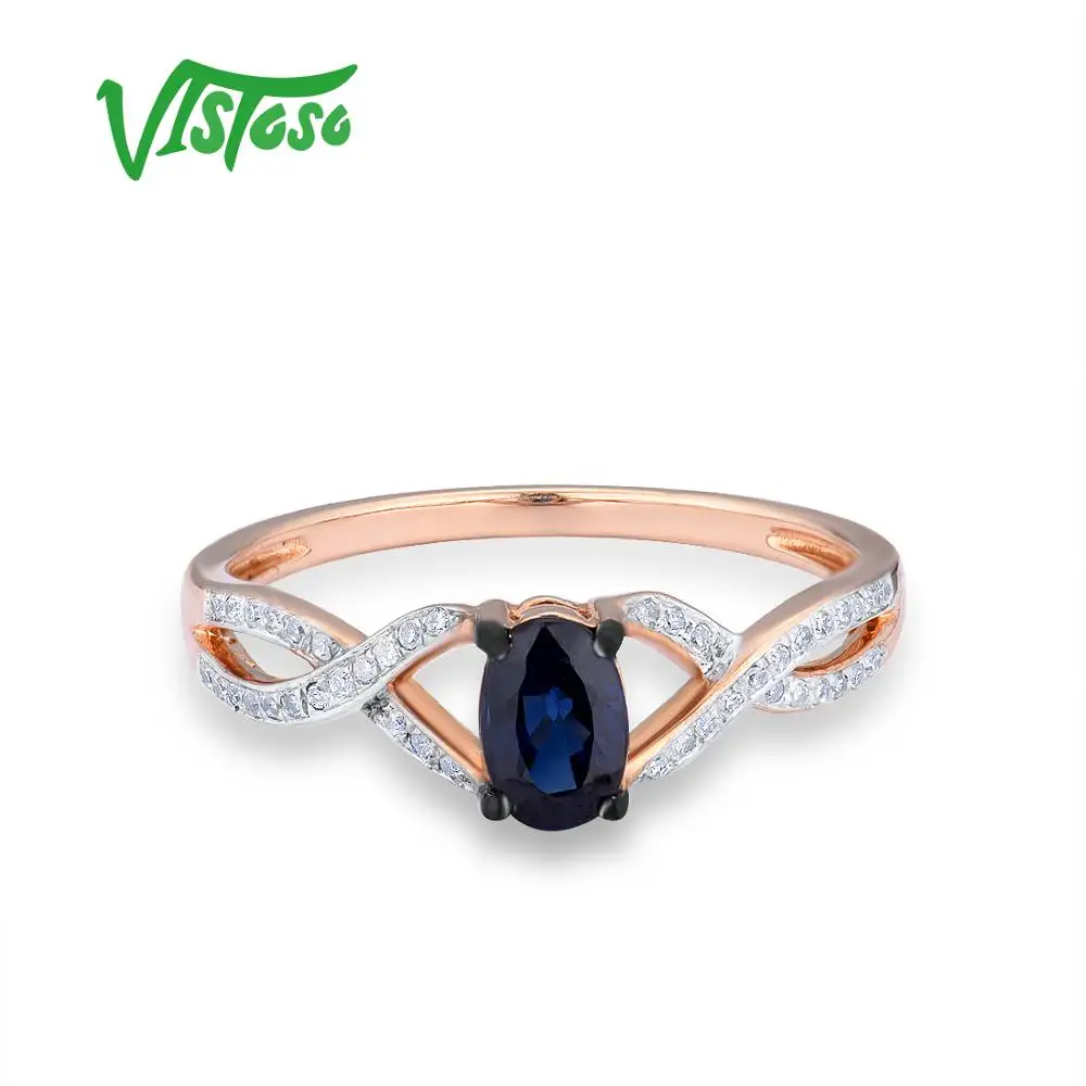 VISTOSO золотые кольца для женщин Подлинная 14 K 585 розовое золото кольцо сверкающий