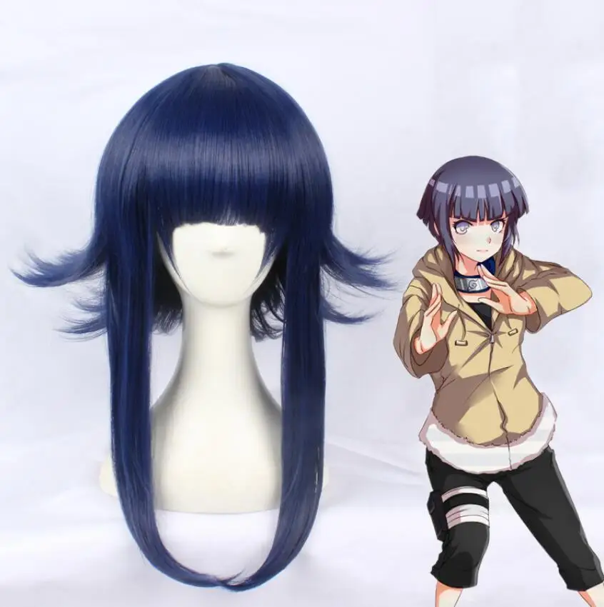 Парик для косплея Hyuga Hinata прямые синие синтетические волосы девушек и женщин
