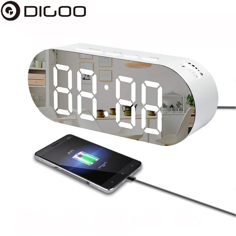 Digoo DG-DM3 цифровое зеркало поверхности будильник диммер большой светодиодный