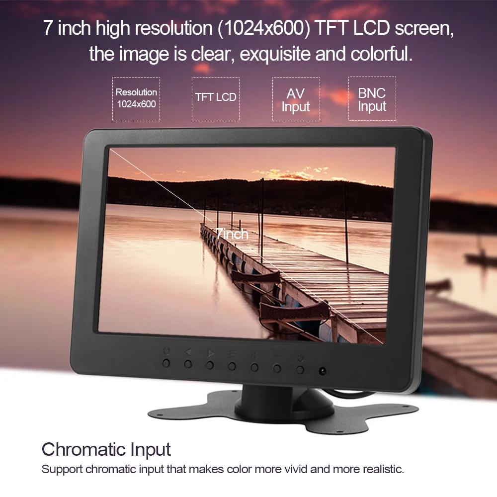 Экран монитора S701 7 дюймов TFT LCD 16:9 1024*600 монитор дисплей BNC AV видео аудио для ПК
