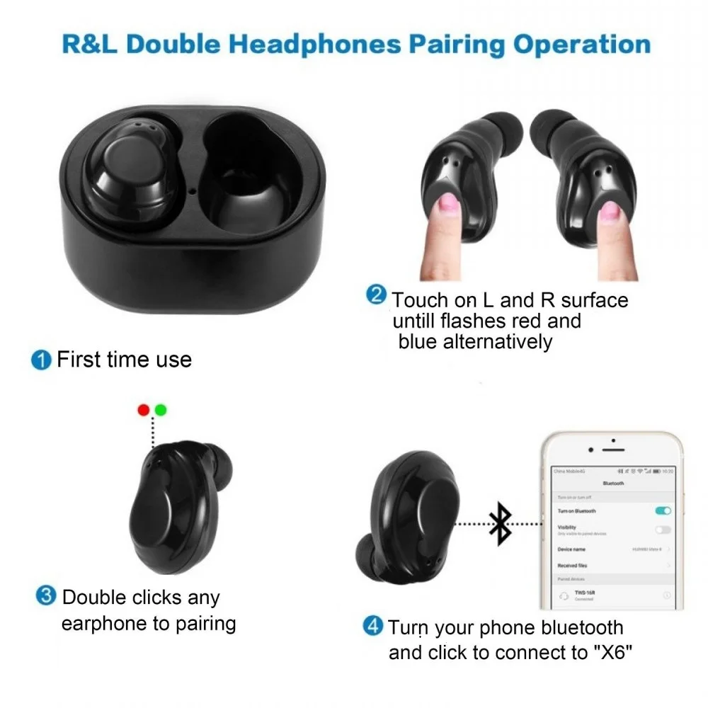 CLAITE X6 водонепроницаемые bluetooth наушники стерео спортивные Беспроводной двойной в