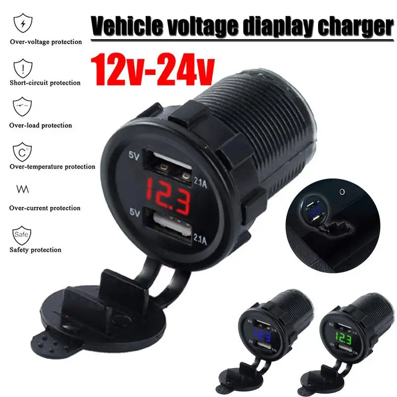 Автомобильный мотоцикл DC 12V/24V двойной порт автомобильное зарядное устройство USB