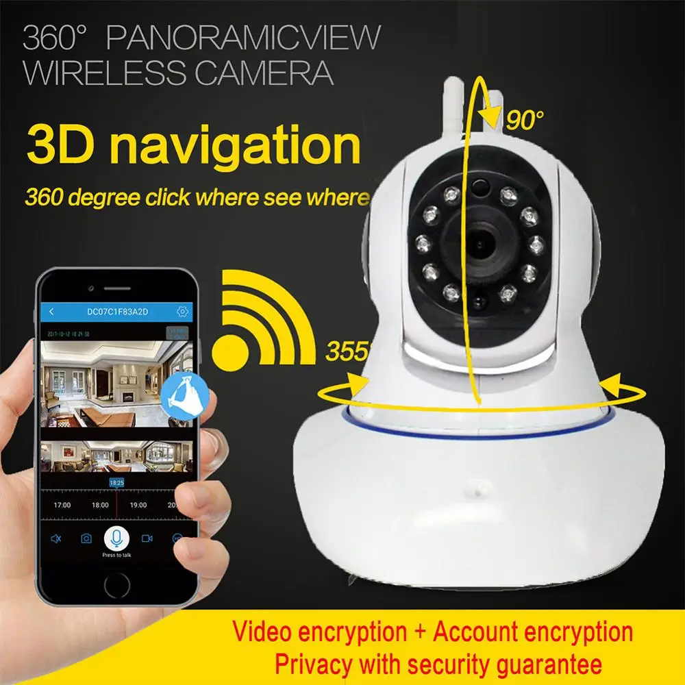 EastVita Беспроводная IP-камера 1080P PTZ Dome двусторонняя аудио Пан Tilt ИК Night Vision Wifi 3D навигация включена