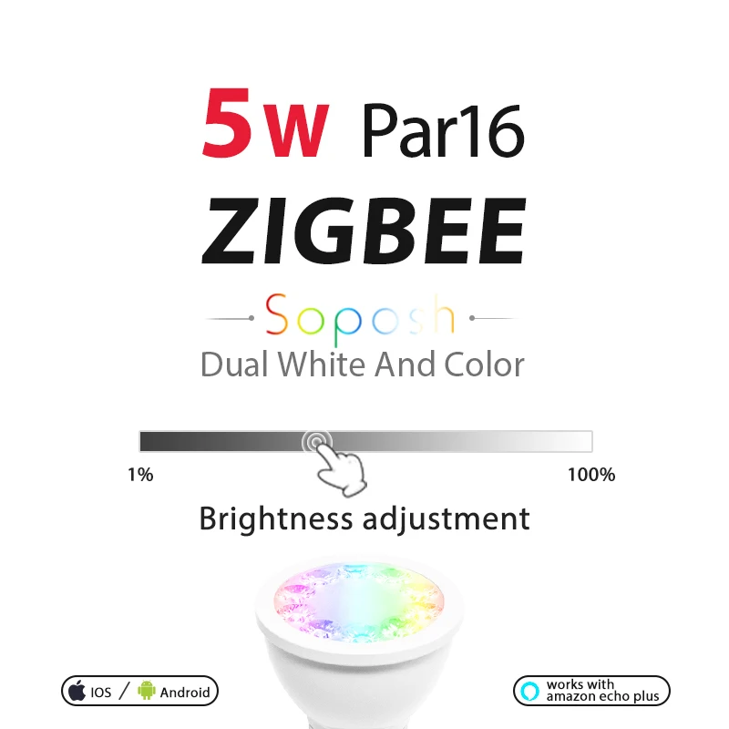 12 шт./компл. ZIGBEE ZLL RGBCCT прожектор 5W E27 E26 Par16 APP управление двойной бело-Цвет колпак