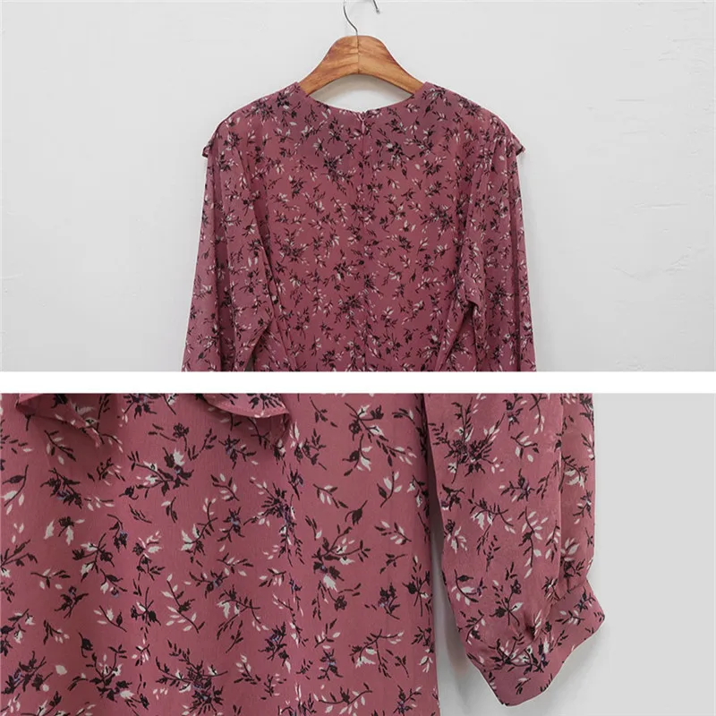 

S-XL Spring robe chiffon femme Dress Casual Boho OL Casual red Long Sleeve print Women Dresses Female Dress Robe Femme Vestido