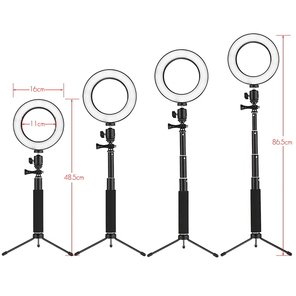 

Selfie Lamp 3Modes USB Mini LED Video Ring Light Fall Light with Telescopic Light Stand Tripod for Network Selfie Facial Makeup