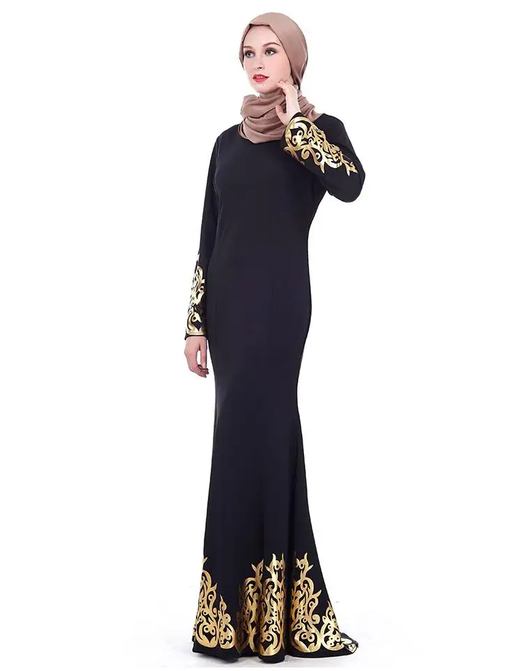 Арабское мусульманское женское горячее тиснение Макси платье Abaya Jilbab Русалка на
