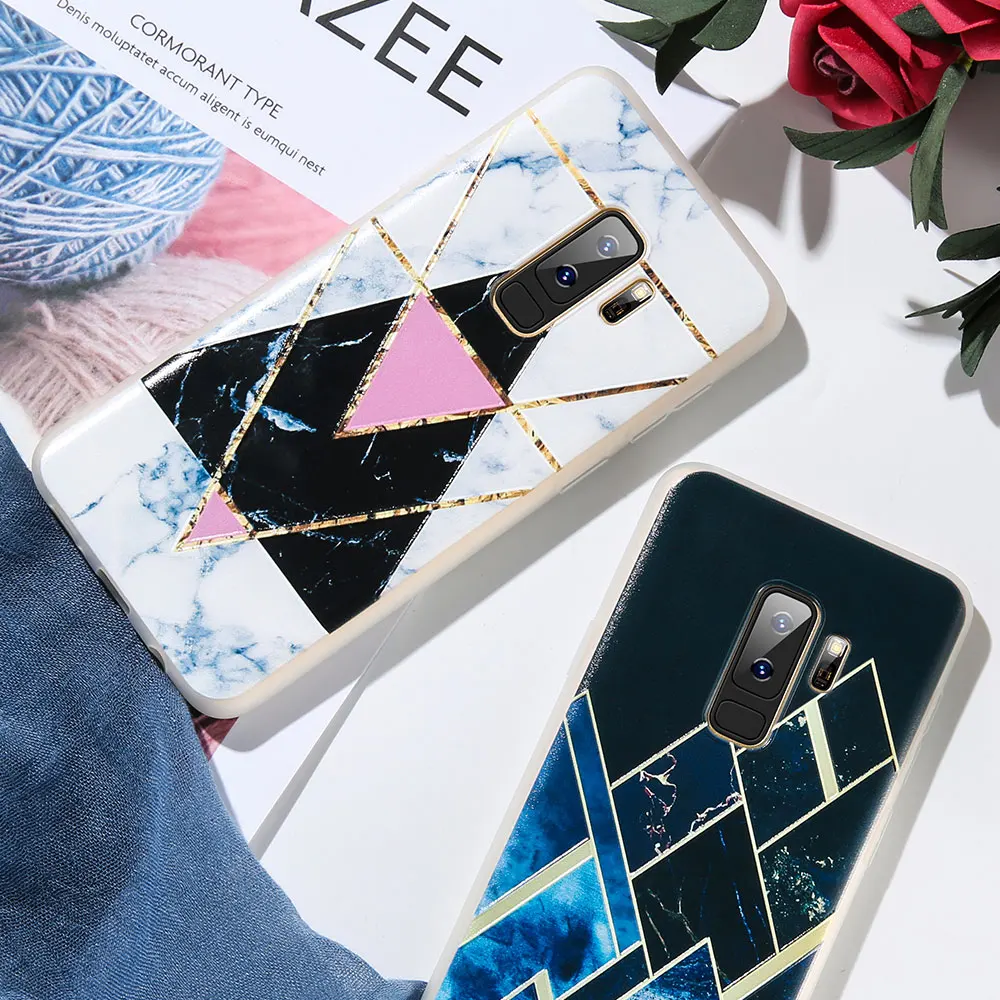 KISSCASE геометрический мраморный чехол для телефона Samsung Galaxy S9 S8 Note 9 8 S7 мягкий TPU A5 J3