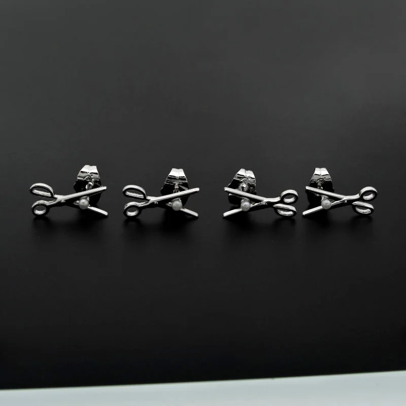 2 Pairs Scissor Stud Earrings Freshwater Pearls Earings Women Boucles D'oreilles Perle Kolczyki Perel Kupe Parel Oorbellen E2711 |
