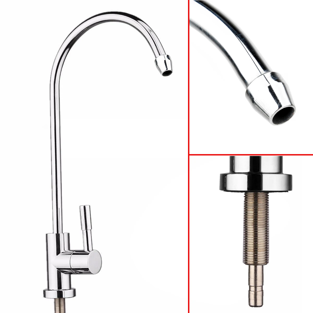 

2023 1pc New Drinking Water Faucet 1/4" 360 Degree Chrome Osmosis Drinking RO Water Filter Faucet Finish Reverse Sink