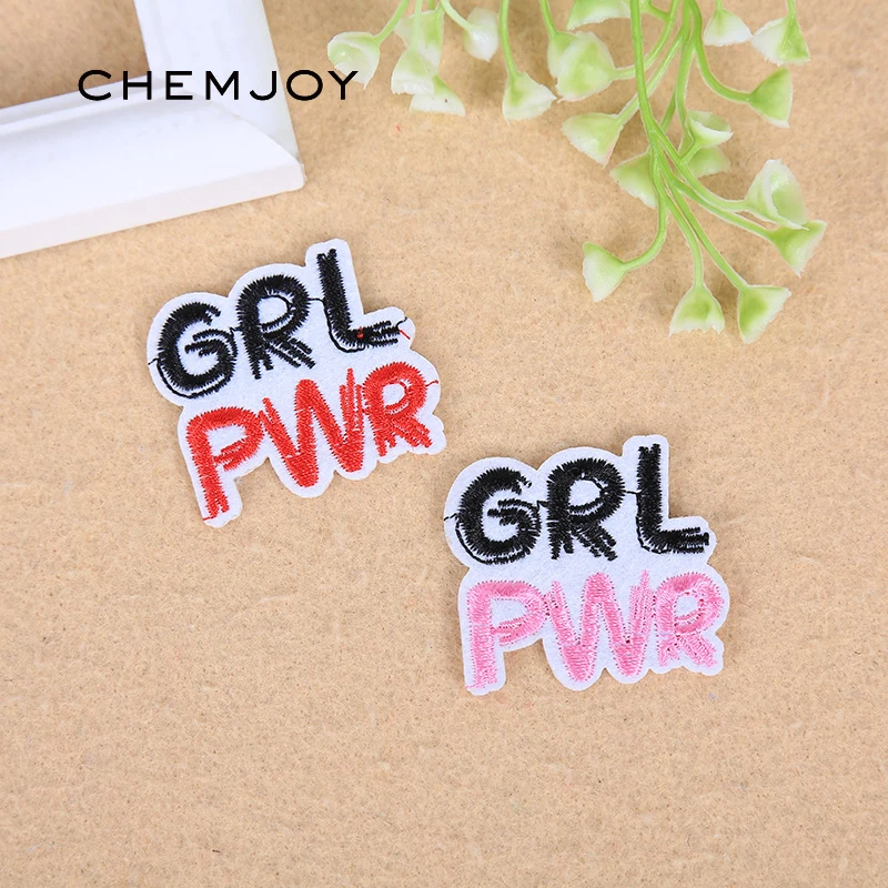 2 шт GRL PWR нашивки буквы патч для одежды пришить железо на вышитой аппликацией DIY
