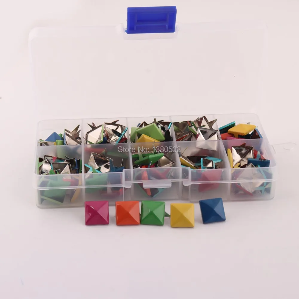 1 box Square mix Color 12mm Metal Decoration Rivets Garment Rivet for bag Sewing tool accessories | Дом и сад