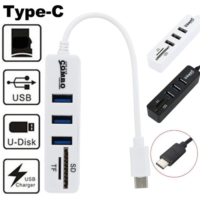 2 в 1 Type C Otg Usb 0 концентратор сплиттер комбинированный 3 порта и Sd/Tf кардридер
