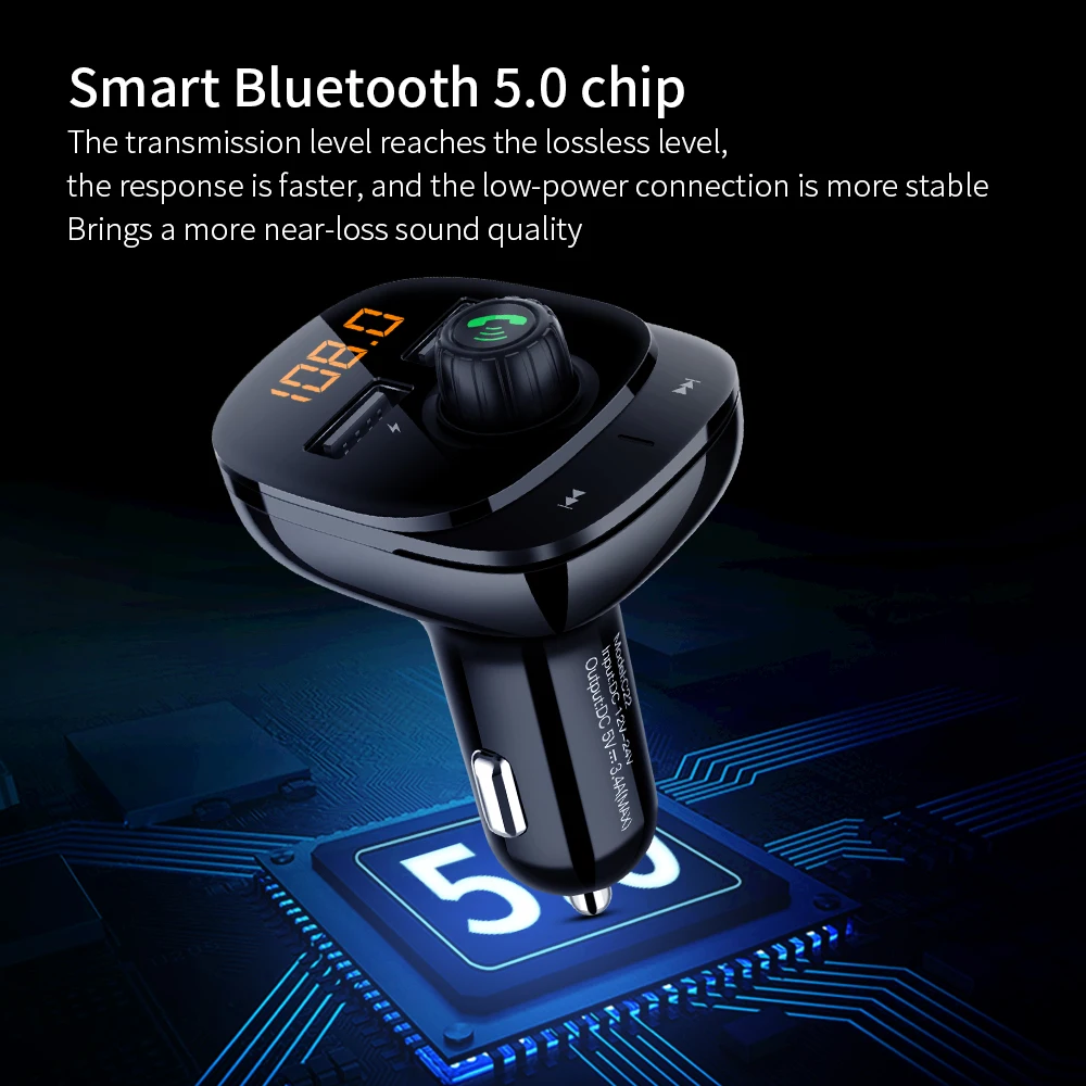 Автомобильное зарядное устройство с двумя usb портами для быстрой зарядки Hands Free