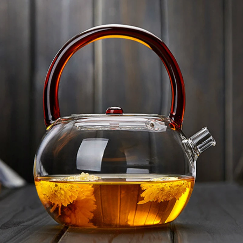 

850ML transparent glass teapot thickened color handle with filter flower teapot heated glass pot large capacity tea set