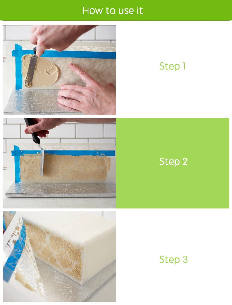 

4PCS/SET Cow Pattern Stencil Flower Fondant Cake Template Mould Border Lace Decoration Icing Sugarcraft Tools
