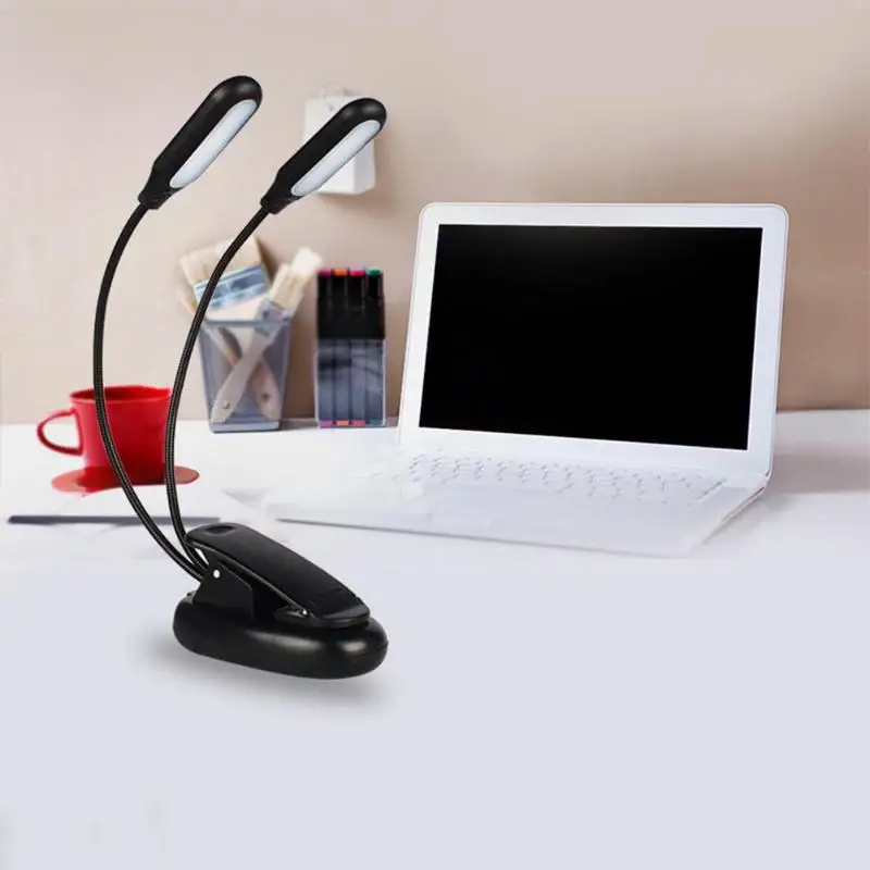 Двойная головка 10 светодио дный прикроватная Подставка on Book Light Dorm Eye Protect лампа