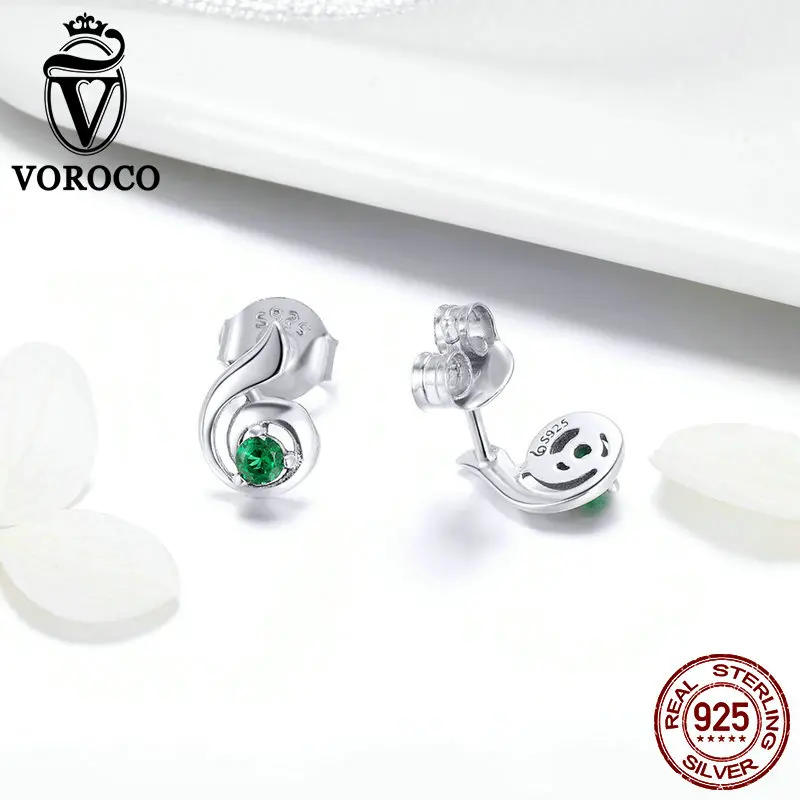 Серьги VOROCO из серебра 925 пробы с зеленой танцующей мелодией для женщин Свадебная