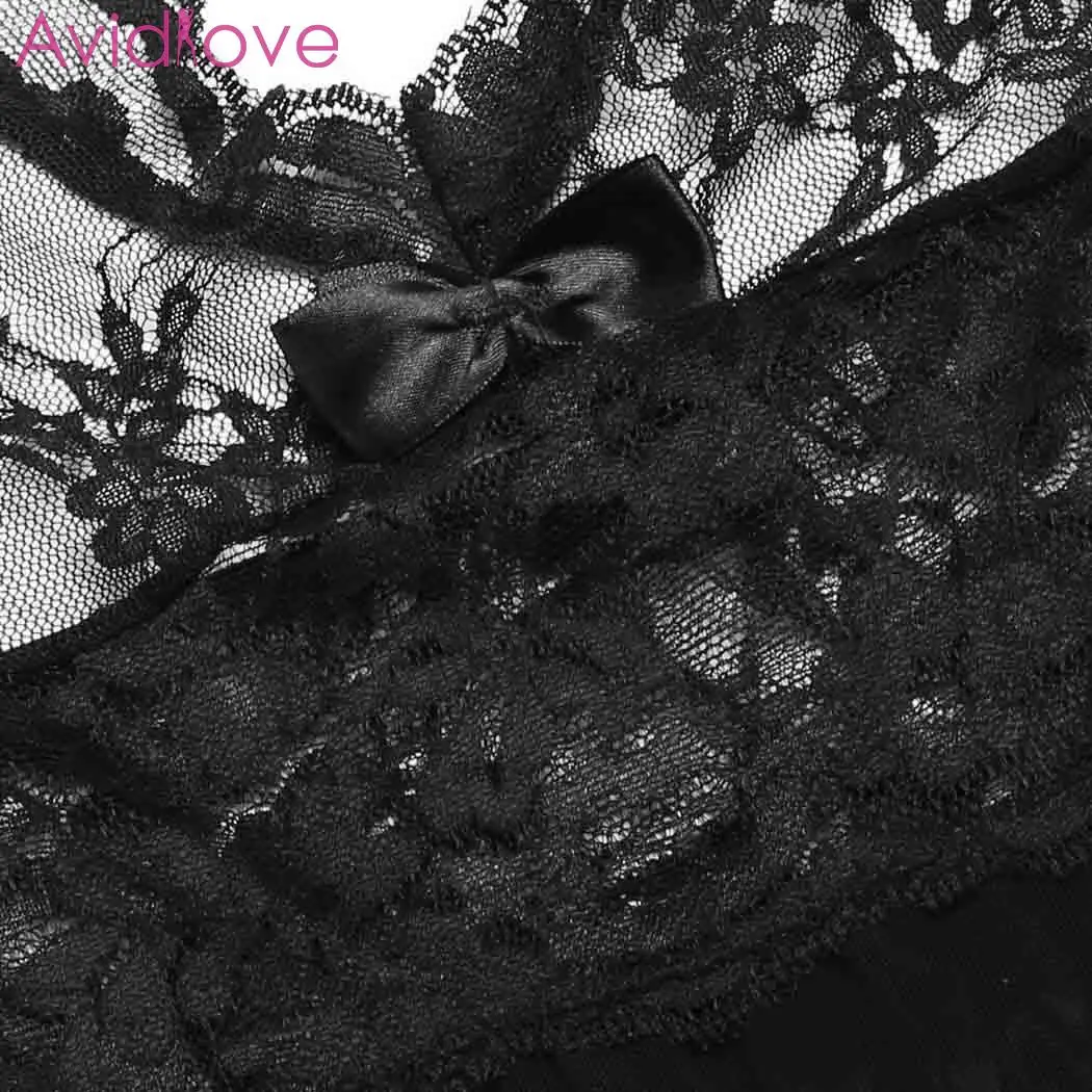 Avidlove Summer Sexy Lace Nightwear Erotic Lingerie Cotton V Neck Sleepwear Women Plus Size Sleep Dress Backless Babydoll | Тематическая