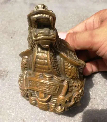 

Chinese handmade bronze feng shui dragon turtle statue