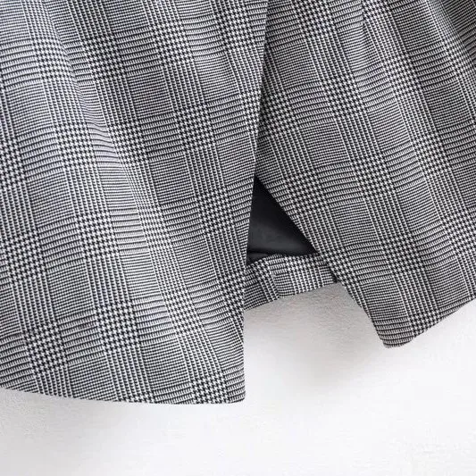 Queechalle 2021 Spring Autumn Plaid Suit Jacket Coat Female Back Split Formal Workwear Notched Office Lady Coats Women's Blazer