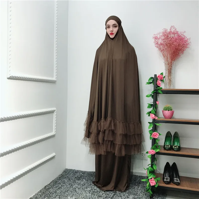 Мусульманские длинные кружевные платья Abaya кардиган кимоно халаты с оборками