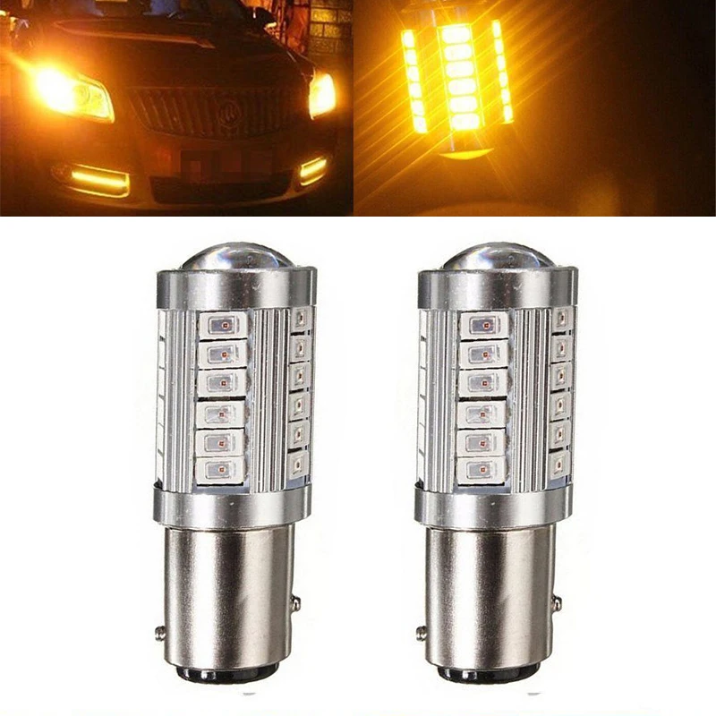 

2pcs/set 1157 5630 33LED Brake Stop Reverse Backup Turn Signal Light Bulb Amber